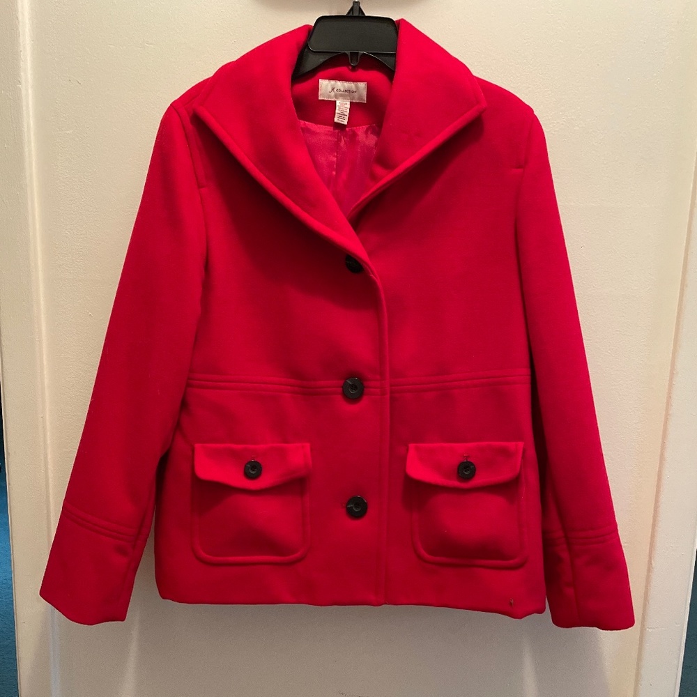 Red pea coat-size medium